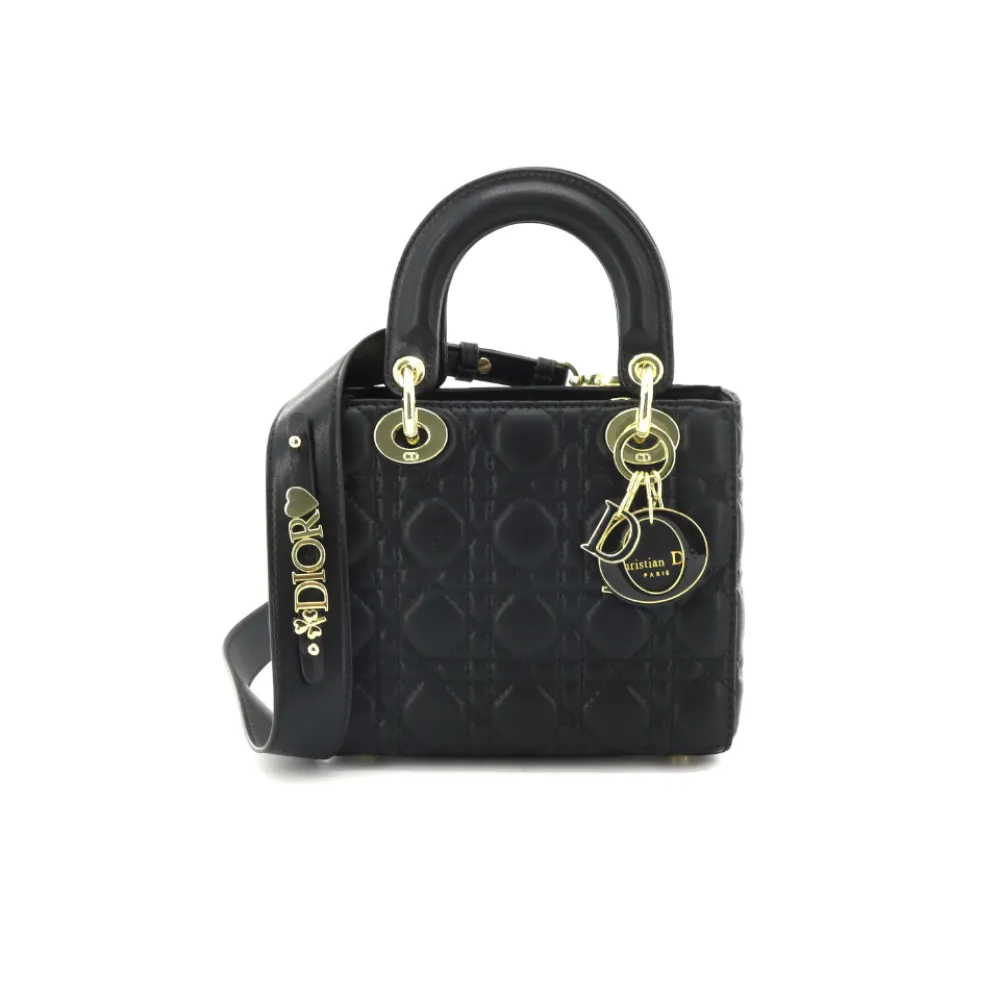 D*or enamel buckle princess diana handbag small black