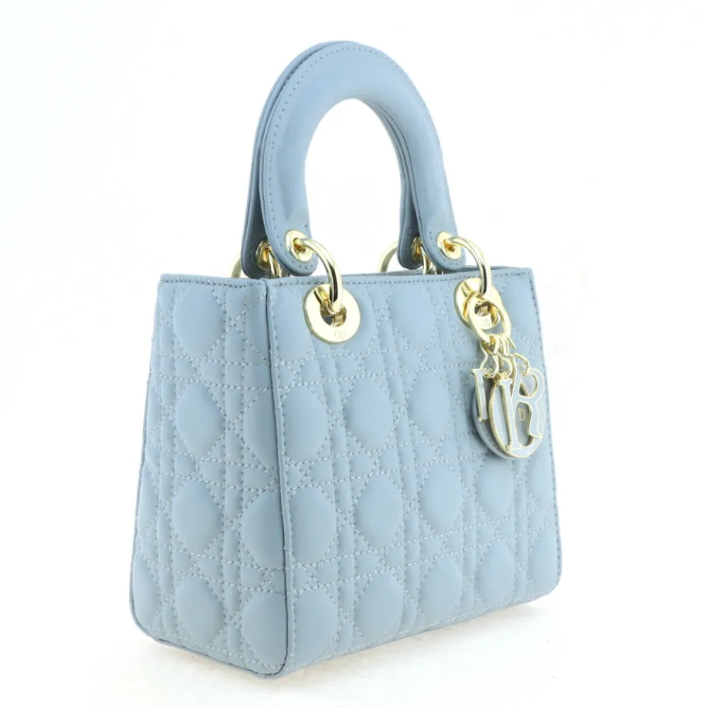 D*or enamel buckle princess diana handbag small haze blue