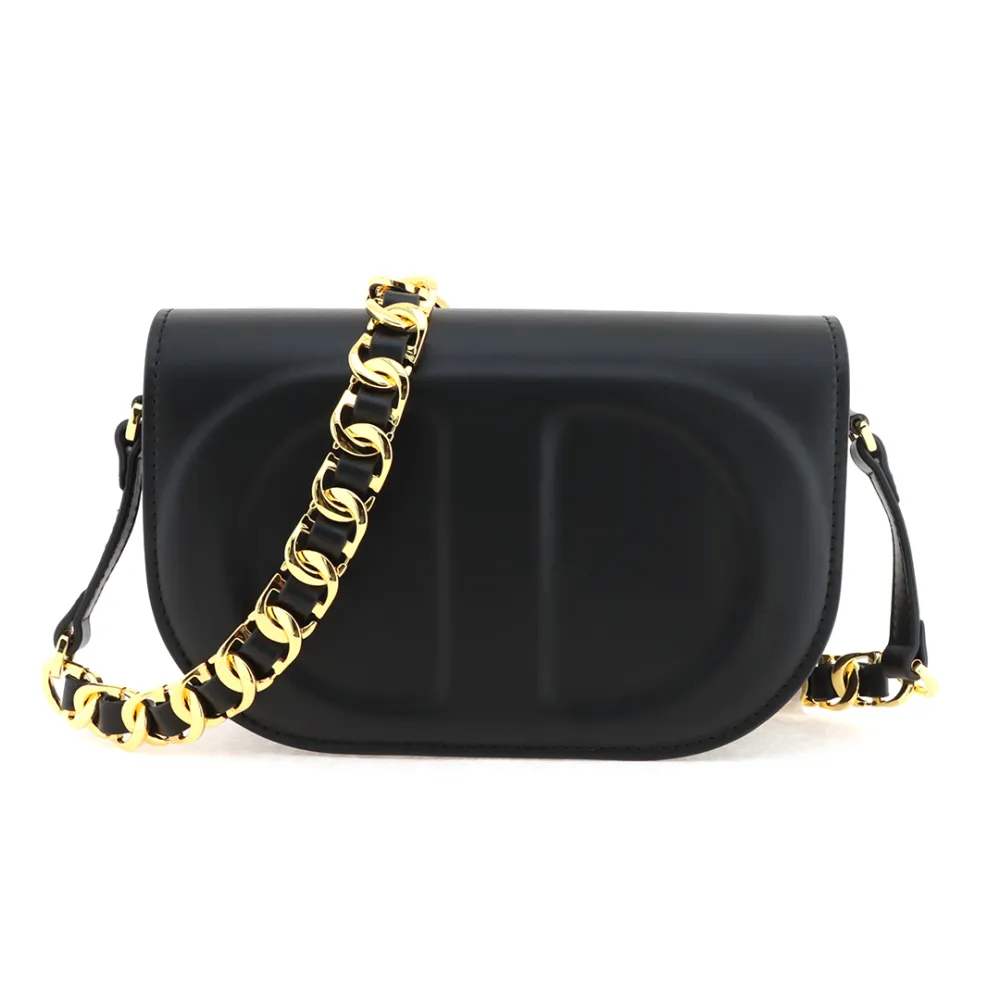 D*or pig nose leather chain bag black medium