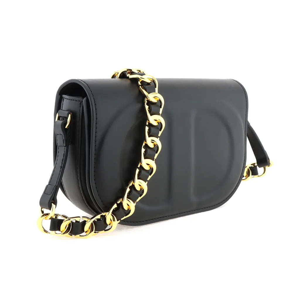 D*or pig nose leather chain bag black medium