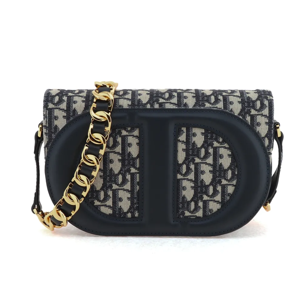 D*or pig nose print chain bag blue medium