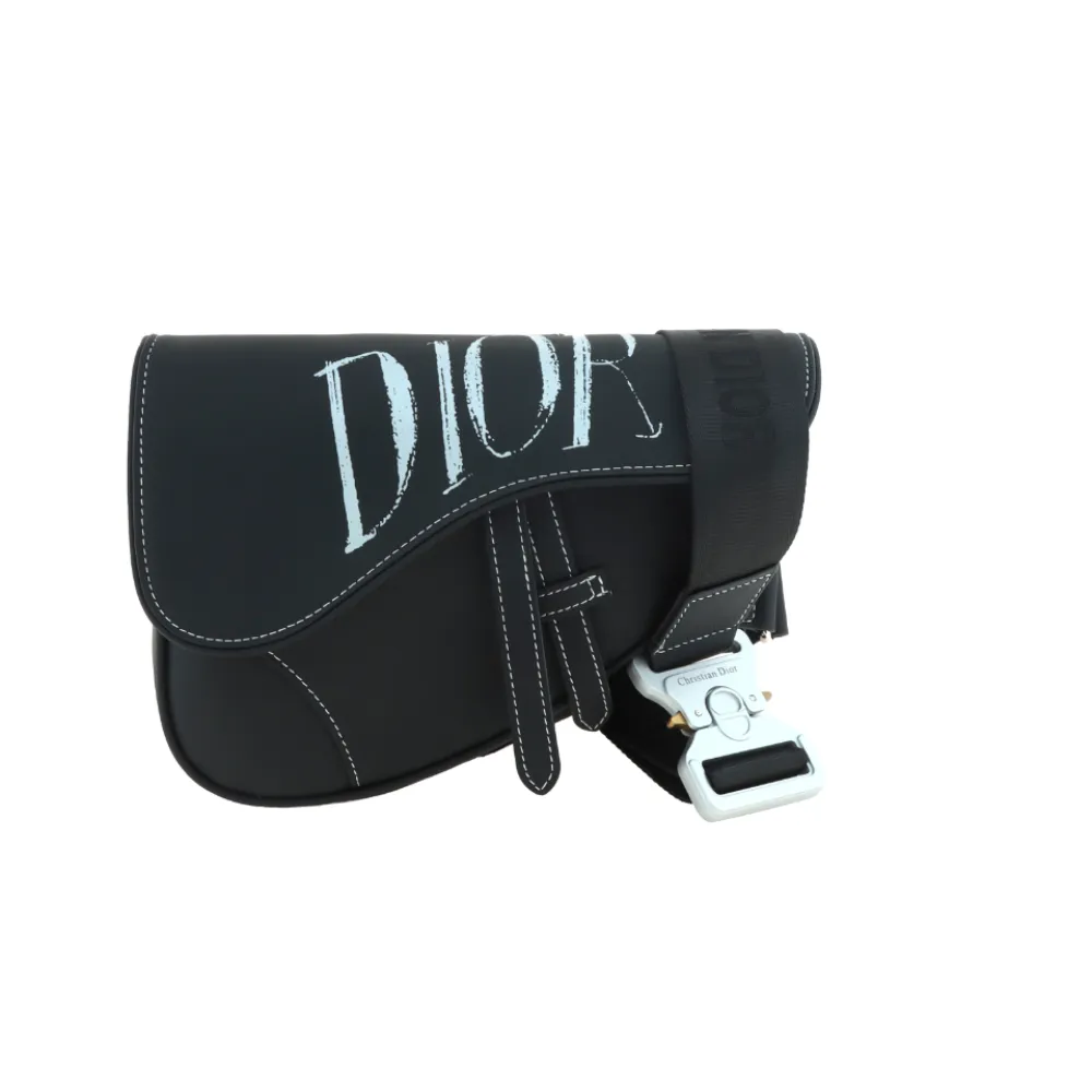 D*or printed grained calfskin saddle bag