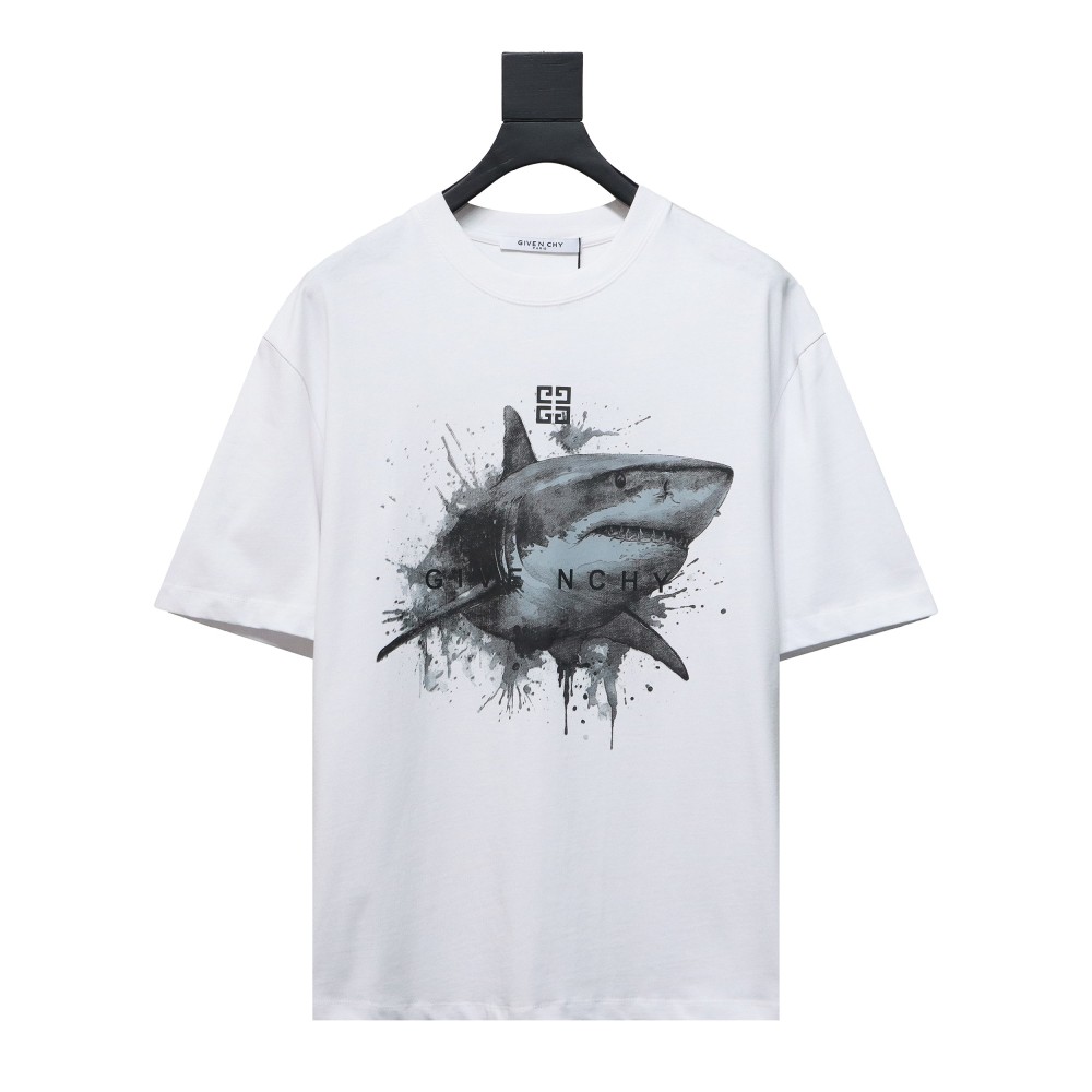  Givenchy 24ss great white shark print short sleeves T-Shirts