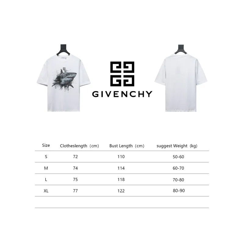  Givenchy 24ss great white shark print short sleeves T-Shirts