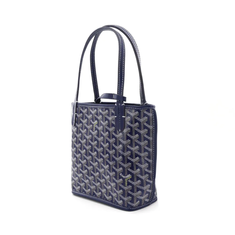 Go*ard double-sided tote bag mini dark blue/brown