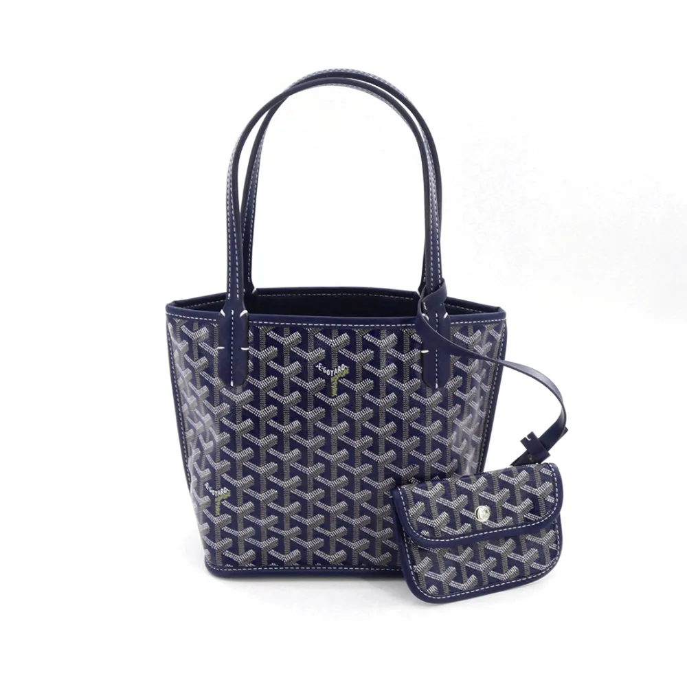 Go*ard double-sided tote bag mini dark blue/brown