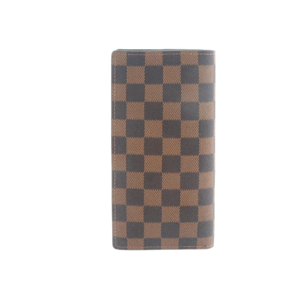 l**is V*t*n checkerboard long card holder wallet brown