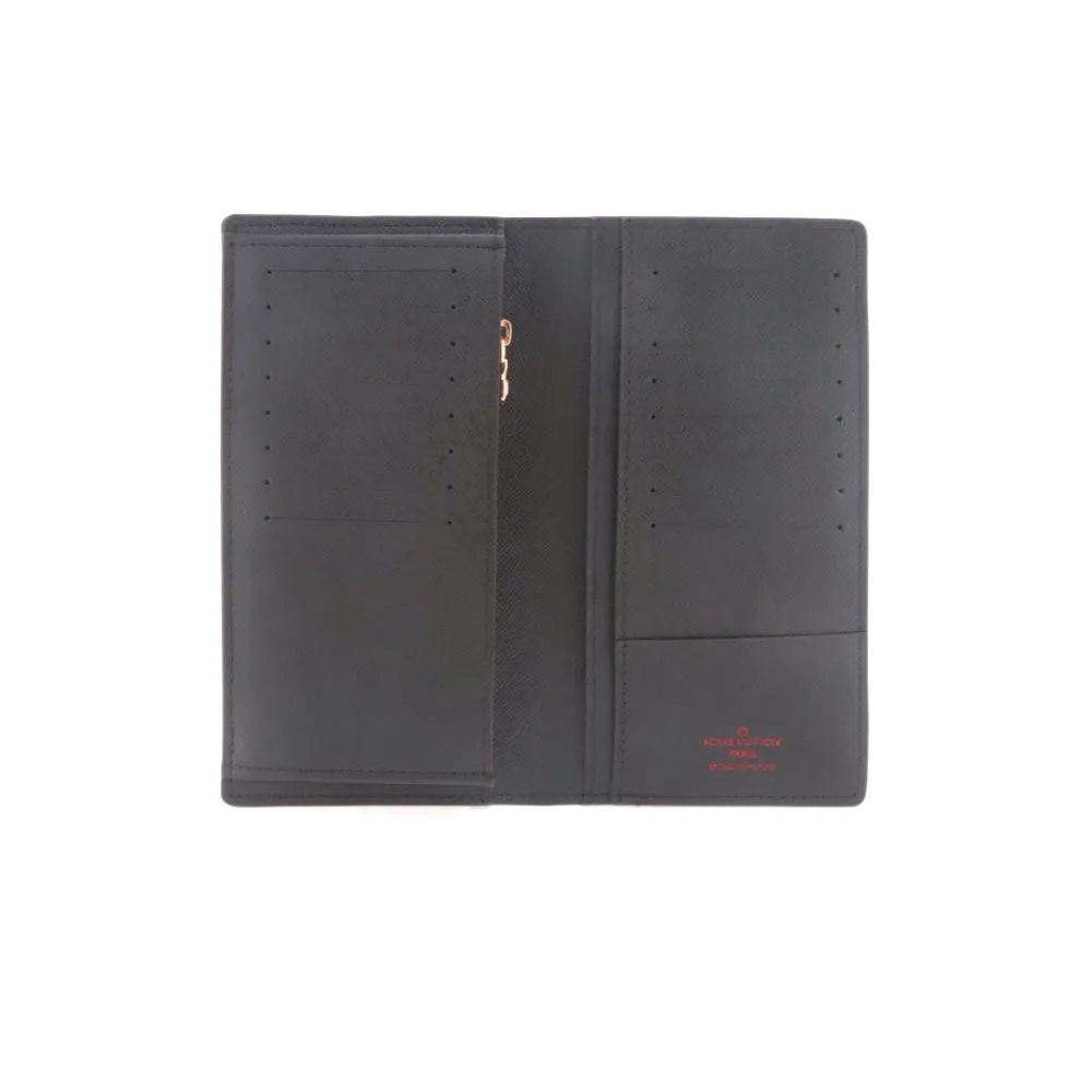 l**is V*t*n checkerboard long card holder wallet brown