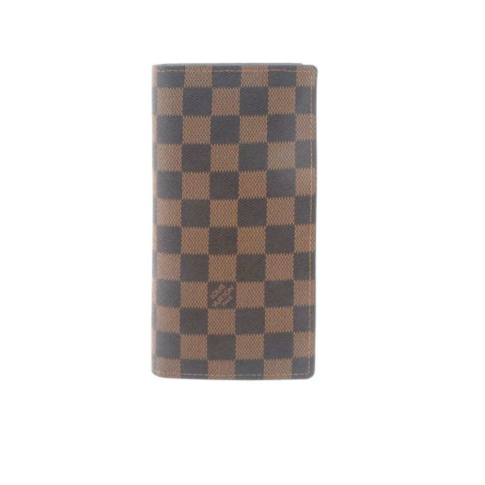 l**is V*t*n checkerboard long card holder wallet brown