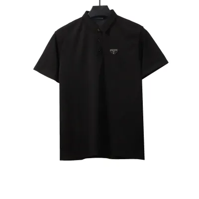  Prada classic triangle cotton polo black 01