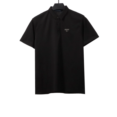 Prada classic triangle cotton polo black 01