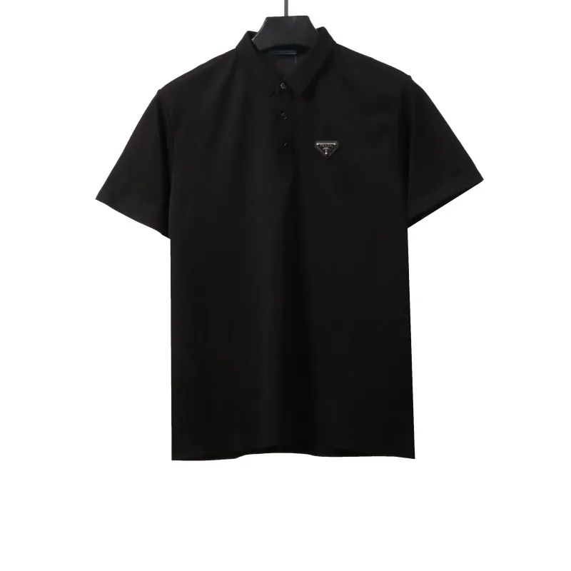 Prada classic triangle cotton polo black