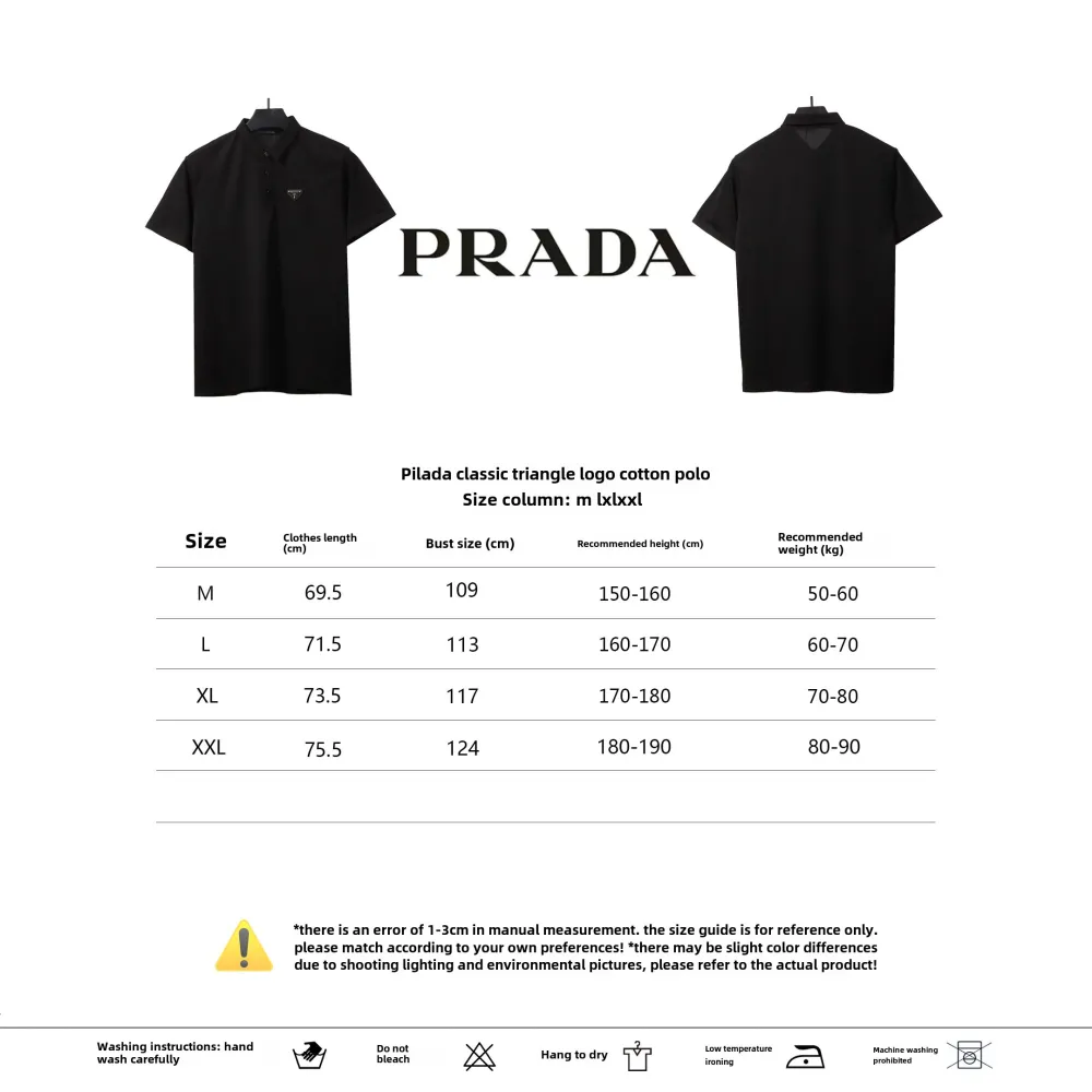 Prada classic triangle cotton polo black
