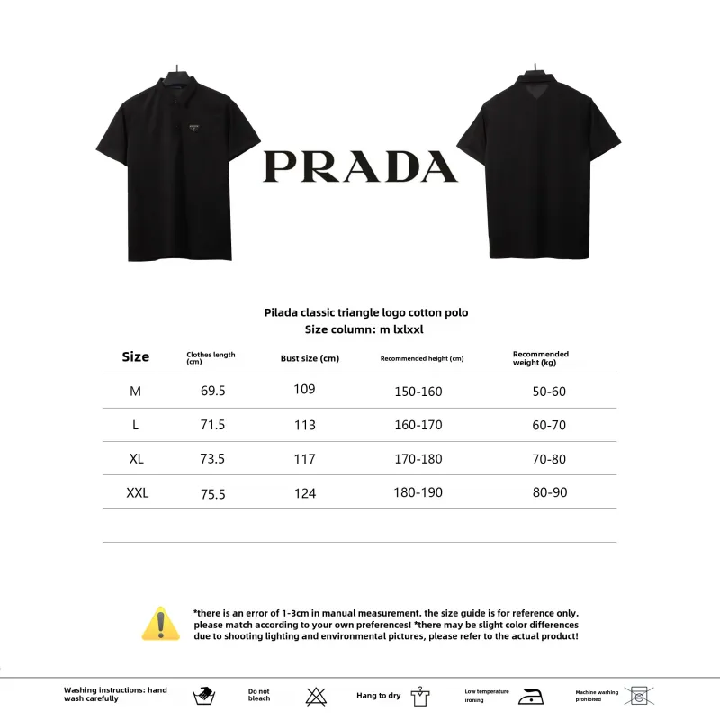 Prada classic triangle cotton polo black