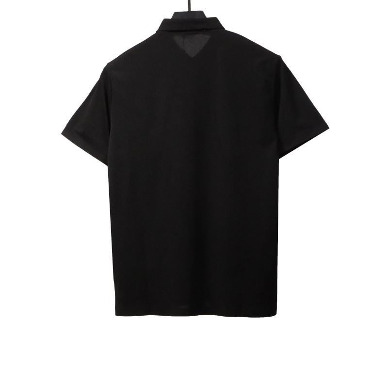 Prada classic triangle cotton polo black