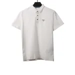  Prada classic triangle cotton polo white