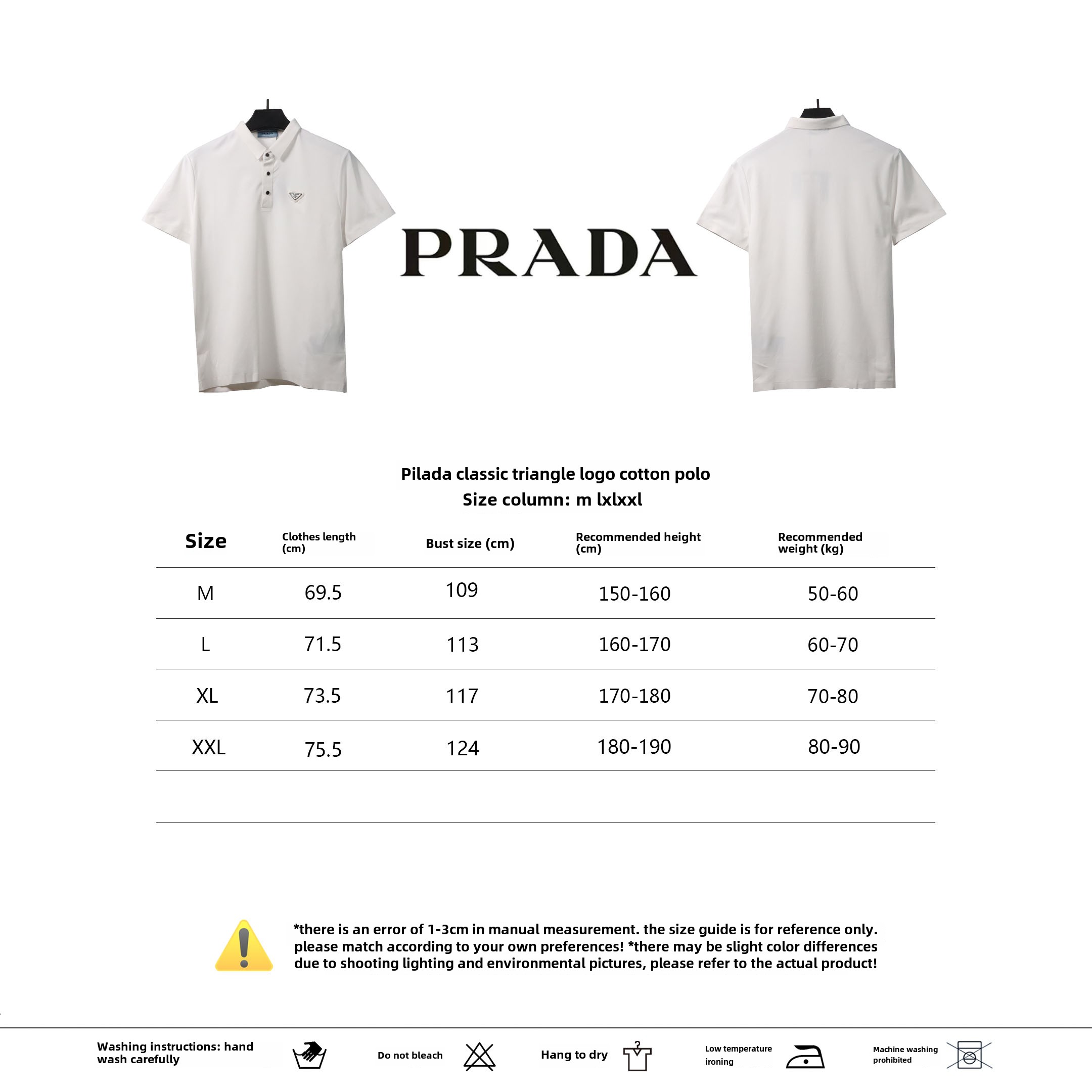 Prada classic triangle cotton polo white