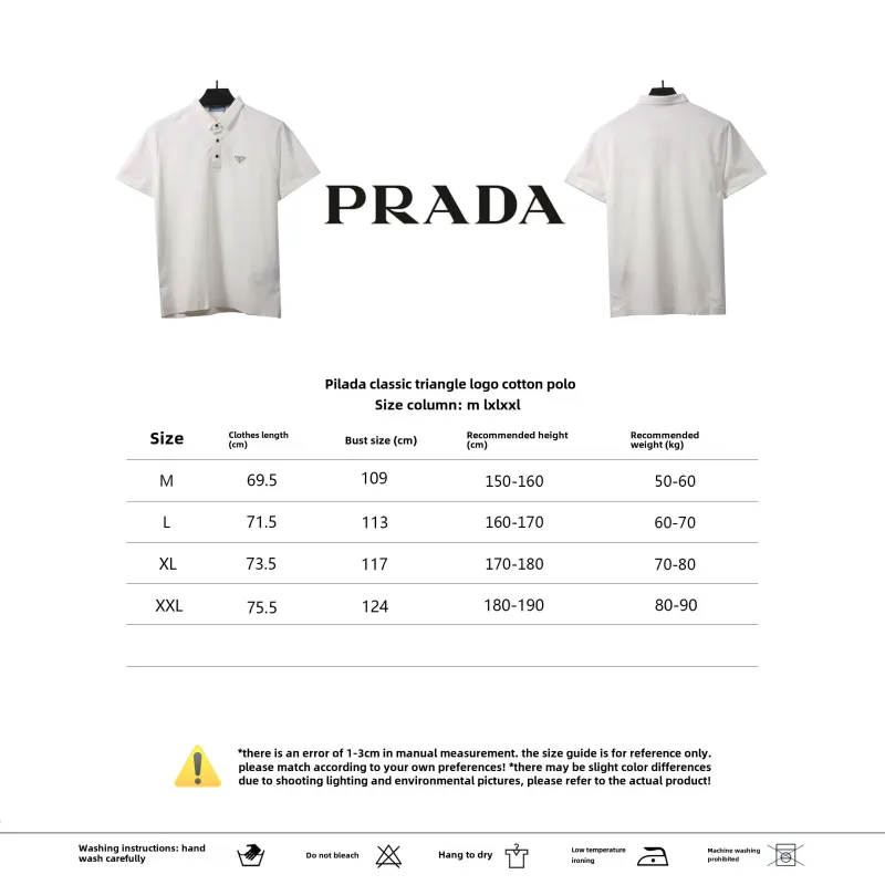  Prada classic triangle cotton polo white