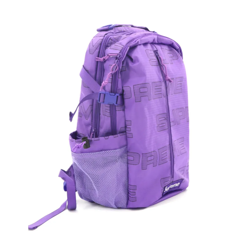 S*p*e week full letter printed multifunctional backpack purple bag