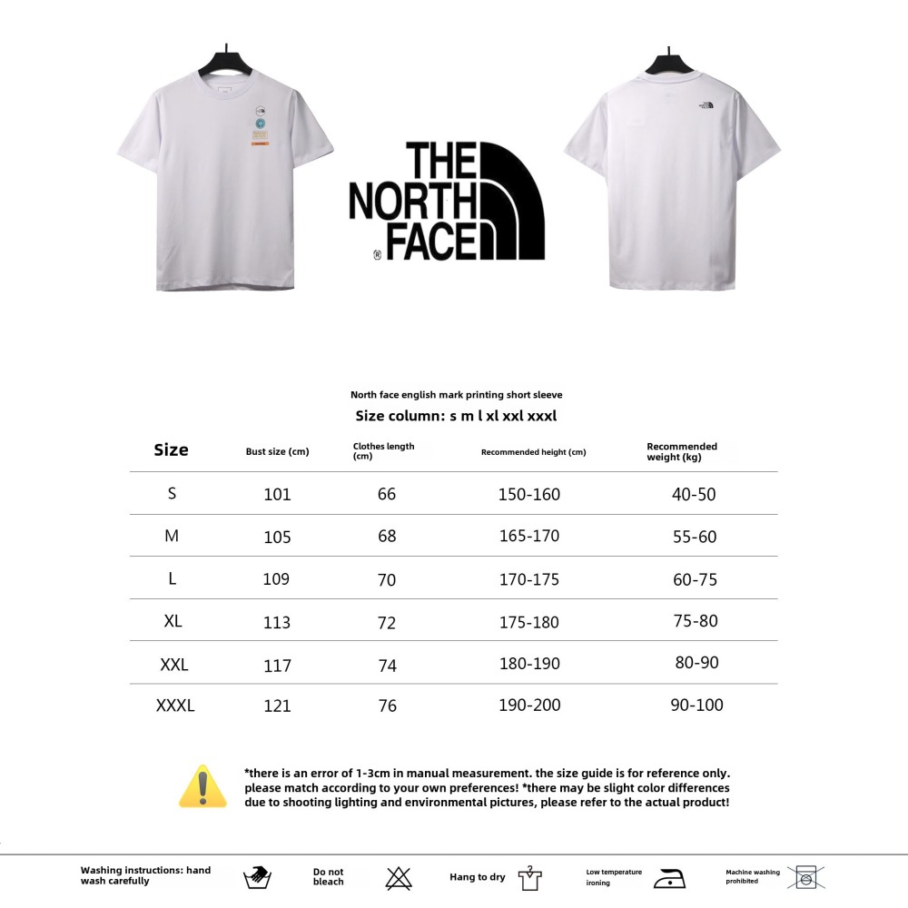 The North Face English logo print short sleeves white T-Shirts