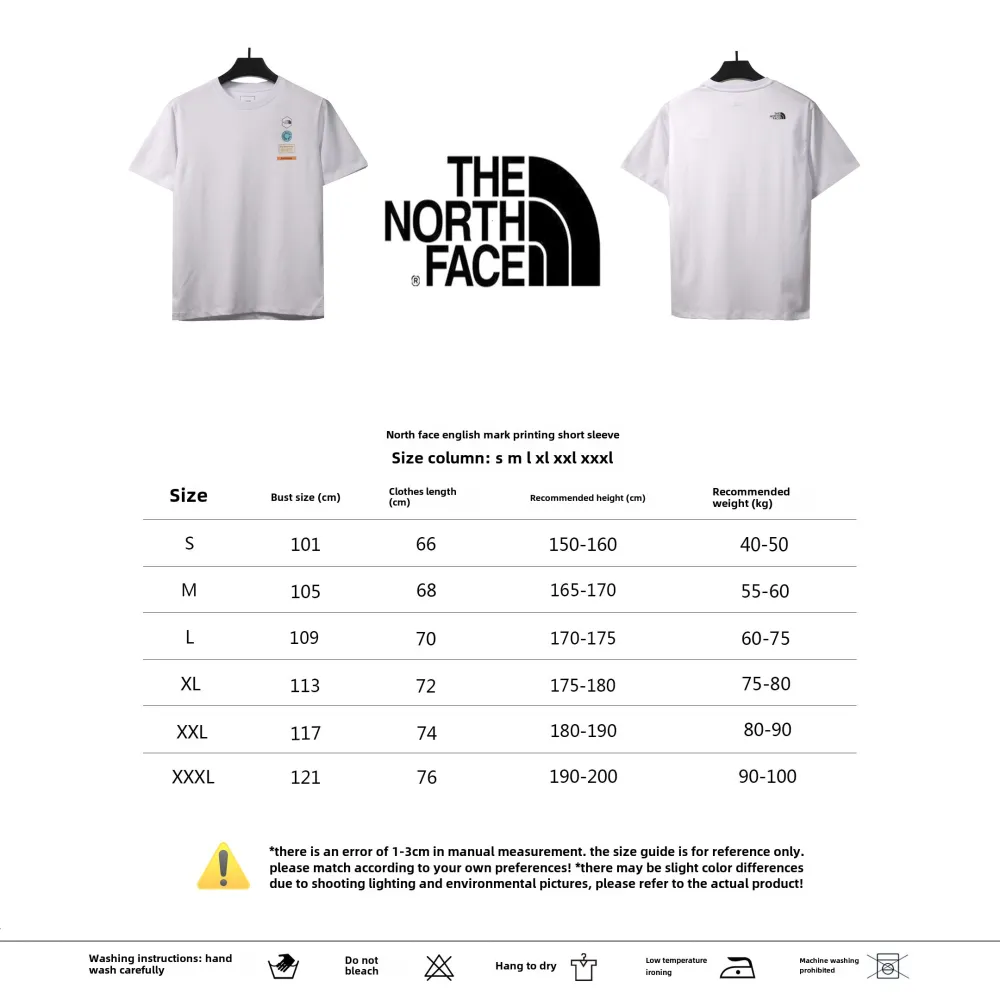 The North Face English logo print short sleeves white T-Shirts