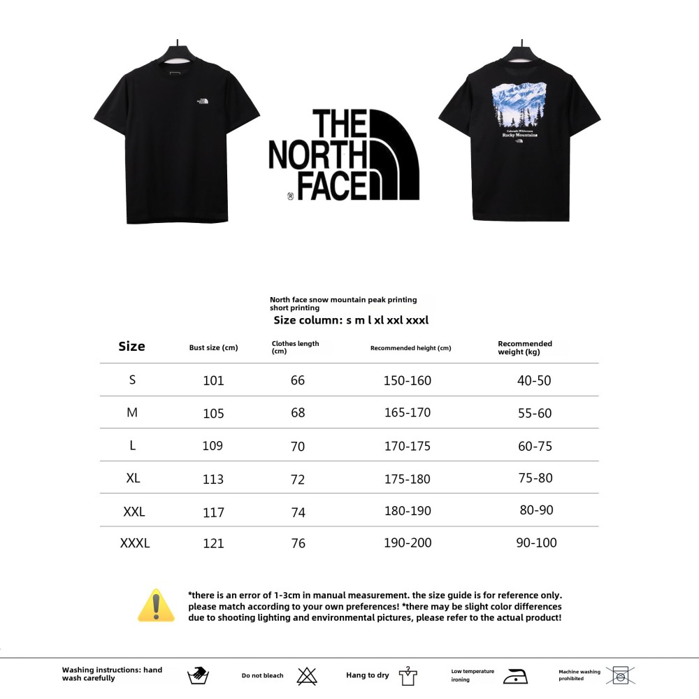 The North Face snow mountain peak print short sleeves black T-Shirts