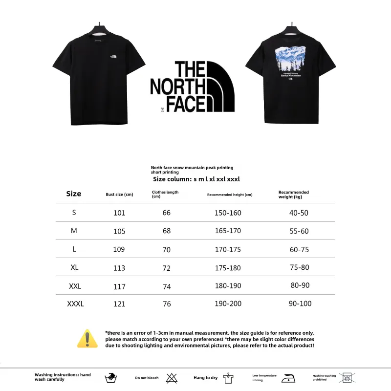 The North Face snow mountain peak print short sleeves black T-Shirts