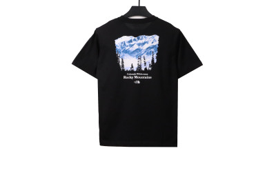 The North Face snow mountain peak print short sleeves black T-Shirts 02