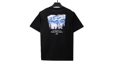 The North Face snow mountain peak print short sleeves black T-Shirts 02