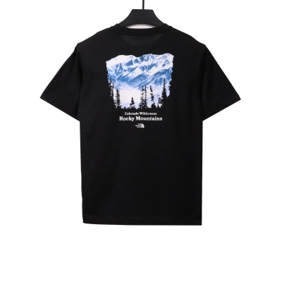 The North Face snow mountain peak print short sleeves black T-Shirts 02