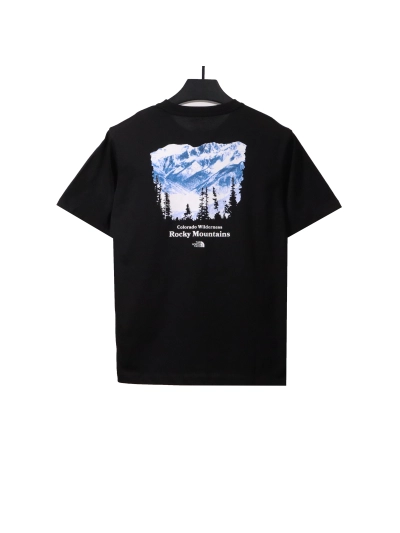 The North Face snow mountain peak print short sleeves black T-Shirts 02