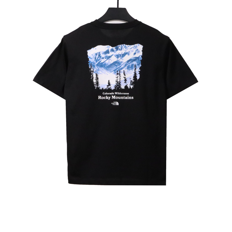The North Face snow mountain peak print short sleeves black T-Shirts