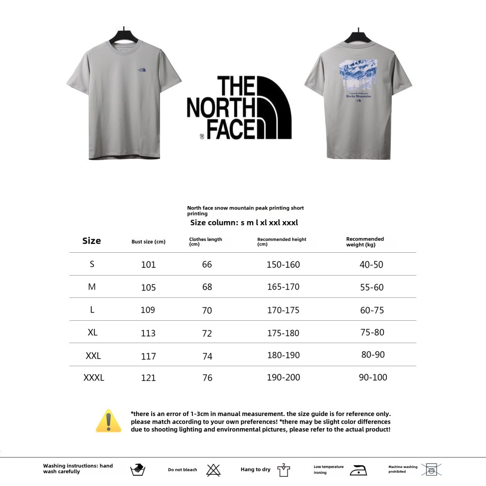 The North Face snow mountain peak print short sleeves gray-brown T-Shirts