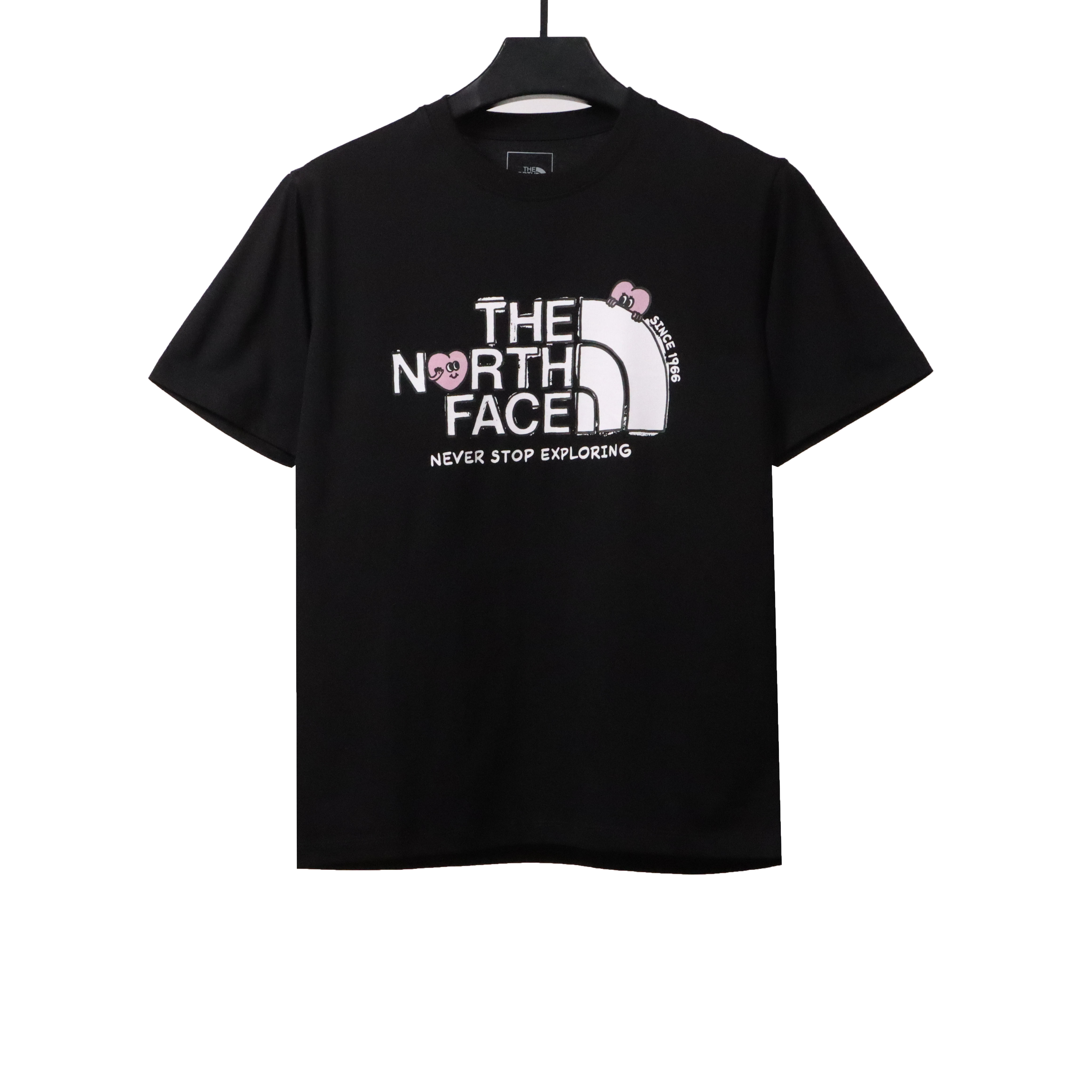 TheNorthFace graffiti small heart print short sleeve black T-Shirts