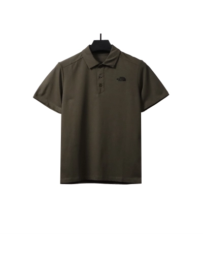 The North Face simple small logo POLO gray green 01