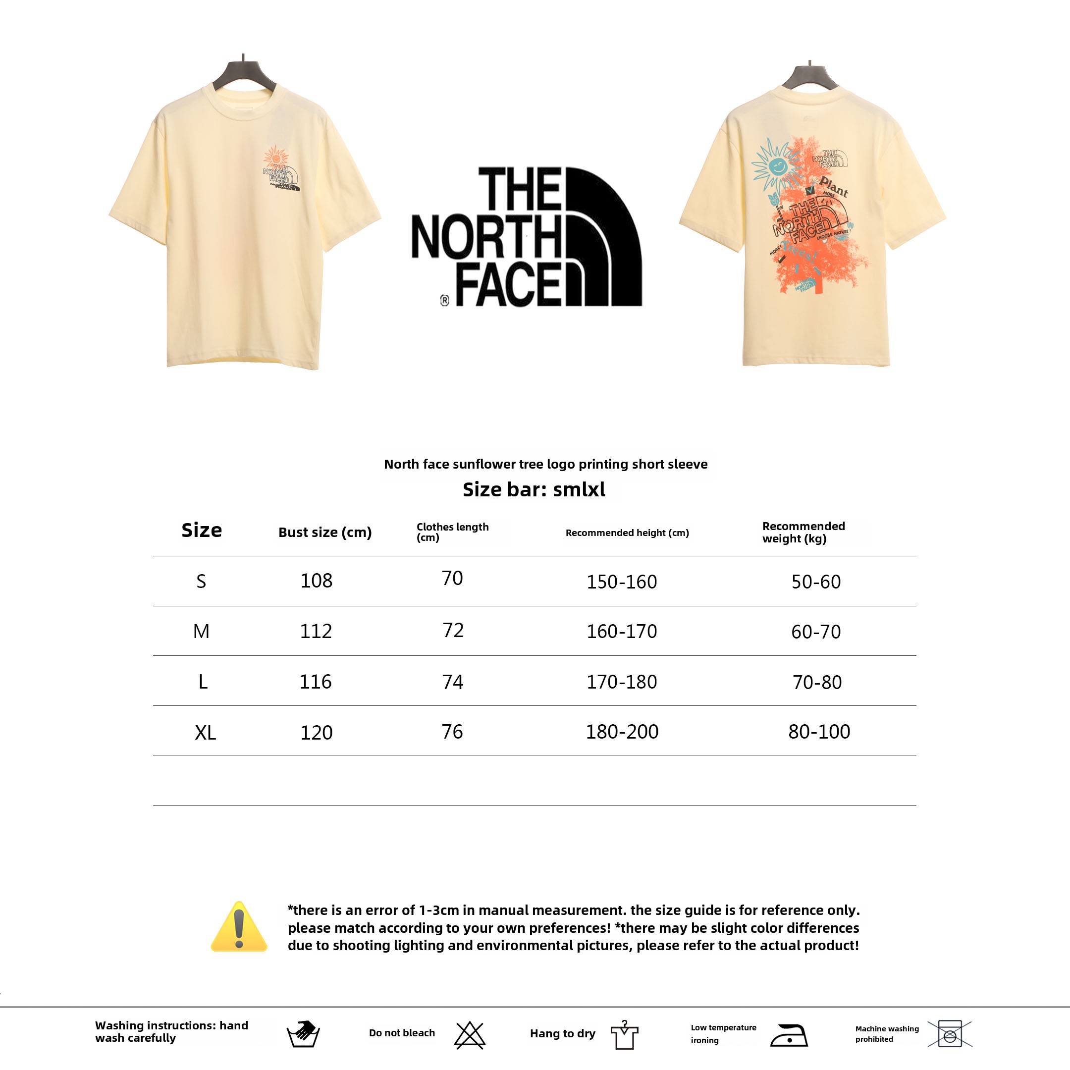 TheNorthFace sunflower tree LOGO print short sleeve T-Shirts
