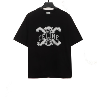 Celine Arc de Triomphe LOGO print short-sleeved shirt black T-Shirts 01