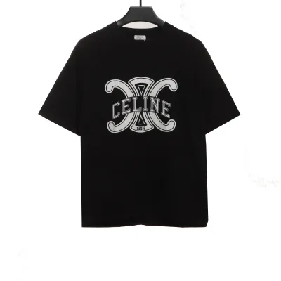 Celine Arc de Triomphe LOGO print short-sleeved shirt black T-Shirts 01