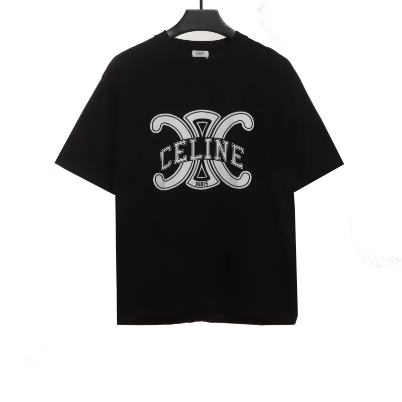  Celine Arc de Triomphe LOGO print short-sleeved shirt black T-Shirts