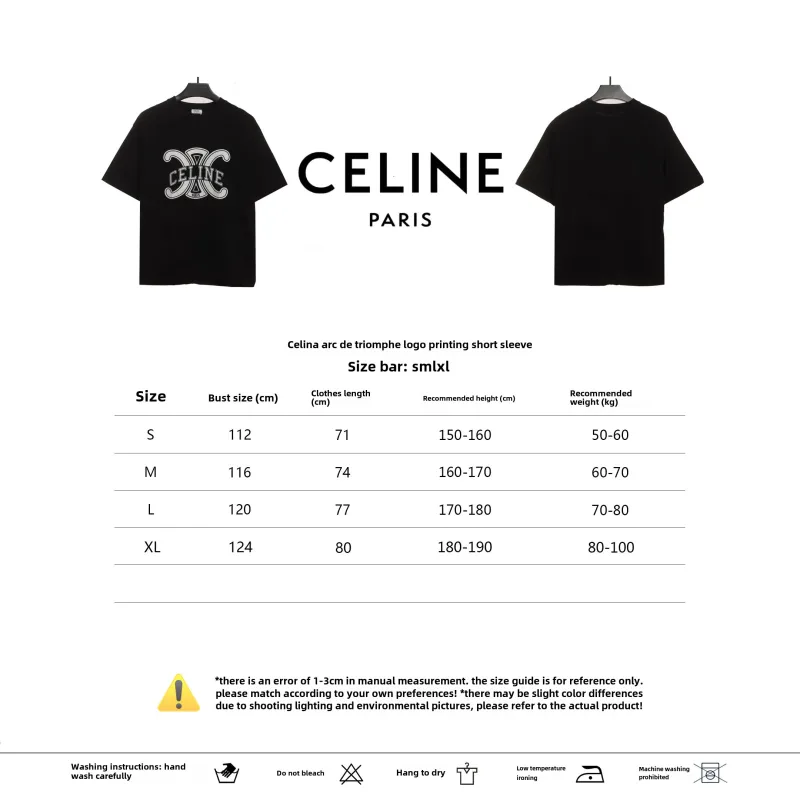  Celine Arc de Triomphe LOGO print short-sleeved shirt black T-Shirts