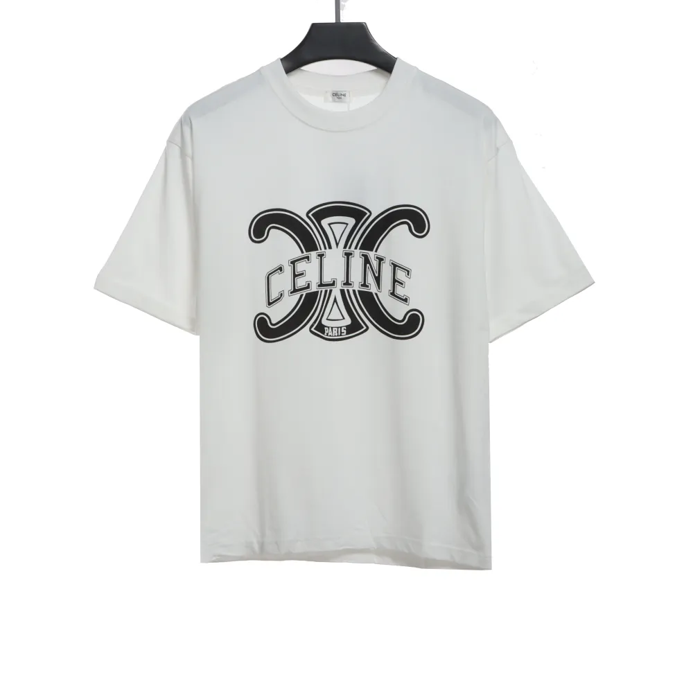  Celine Arc de Triomphe LOGO print short-sleeved shirt white T-Shirts