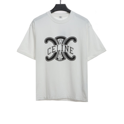 Celine Arc de Triomphe LOGO print short-sleeved shirt white T-Shirts 01