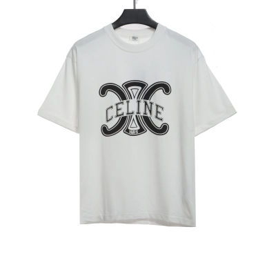  Celine Arc de Triomphe LOGO print short-sleeved shirt white T-Shirts 01