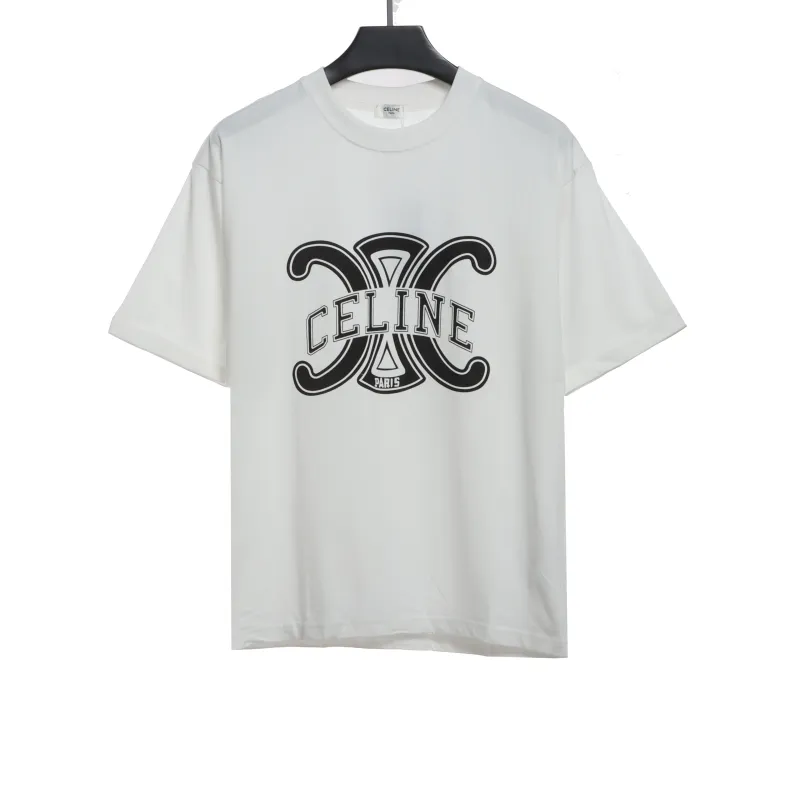 Celine Arc de Triomphe LOGO print short-sleeved shirt white T-Shirts