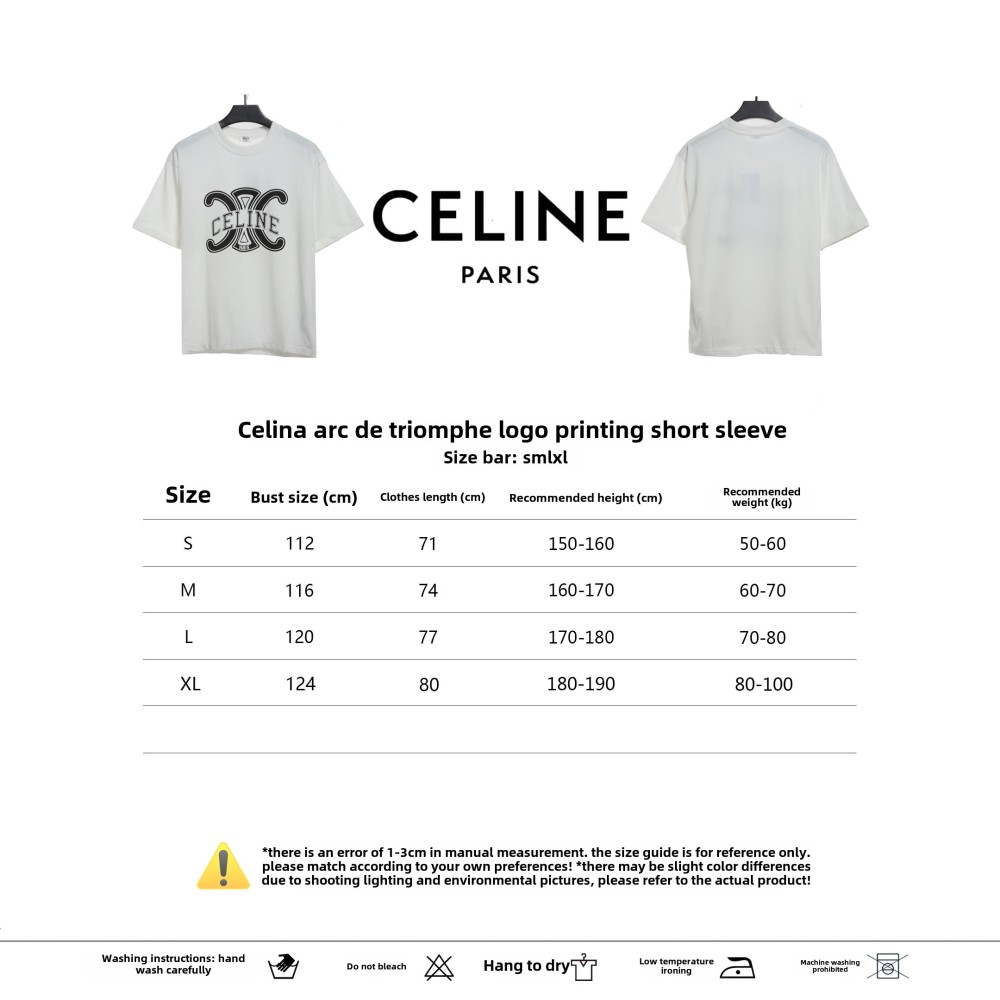 Celine Arc de Triomphe LOGO print short-sleeved shirt white T-Shirts