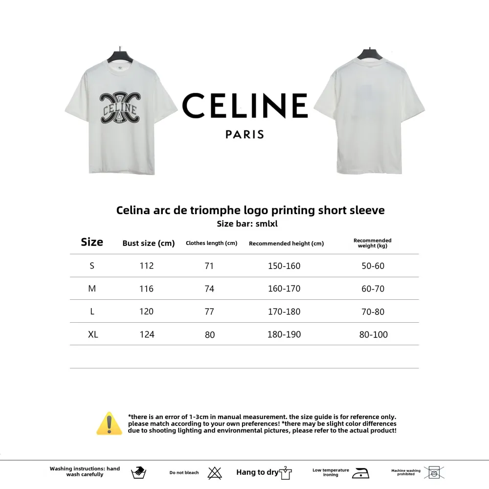  Celine Arc de Triomphe LOGO print short-sleeved shirt white T-Shirts