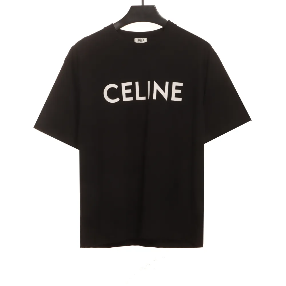  Celine basic letter short-sleeved shirt black T-Shirts
