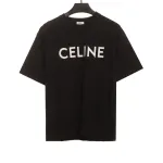  Celine basic letter short-sleeved shirt black T-Shirts