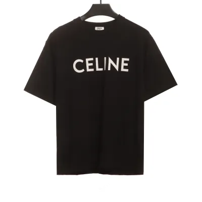 Celine basic letter short-sleeved shirt black T-Shirts 01