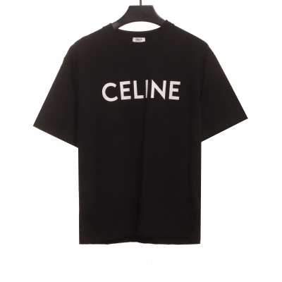  Celine basic letter short-sleeved shirt black T-Shirts 01